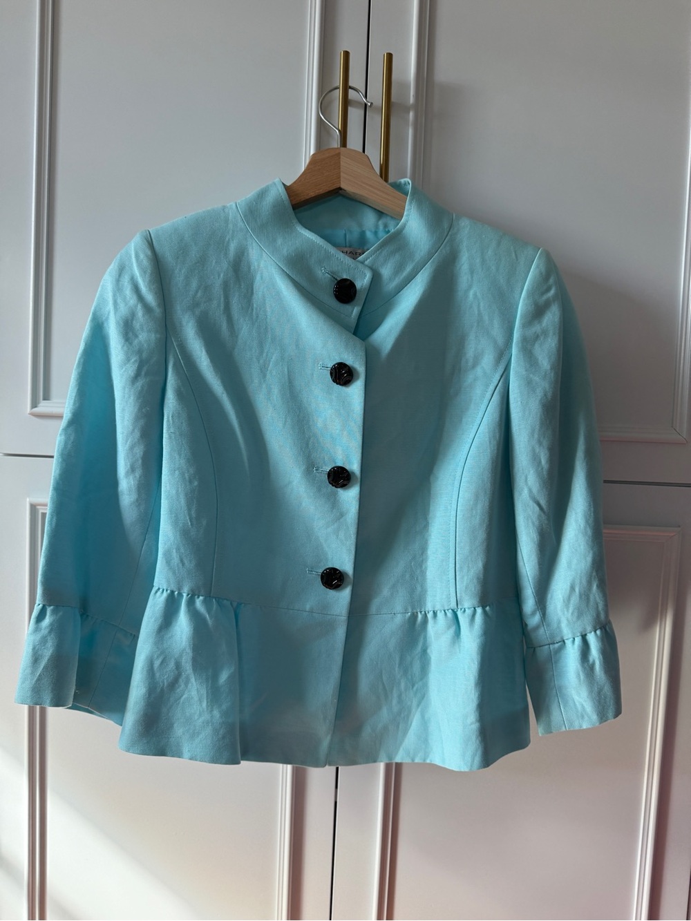 Women’s Light Aqua Peplum Blazer